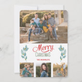 ブルーグレーホリースプリグ写真テンプレートクリスマス シーズンカード (正面)