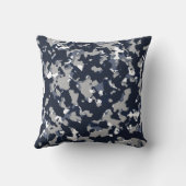 ブルーグレーホワイトカモフラージュ迷彩柄パターン クッション (裏面)