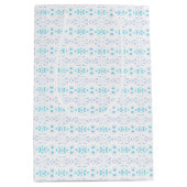 ブルーグレーホワイトパステルデコパターン男の赤ちゃんギフト ミディアムペーパーバッグ (正面)