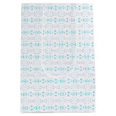 ブルーグレーホワイトパステルデコパターン男の赤ちゃんギフト ミディアムペーパーバッグ (裏面)