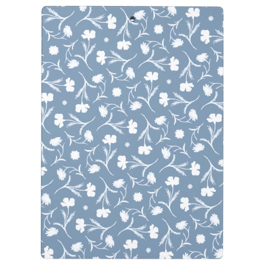 ブルーグレーホワイトリバティフローラルパタエレガントーン クリップボード (裏面)