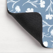 ブルーグレーホワイトリバティフローラルパタエレガントーン マウスパッド (コーナー)