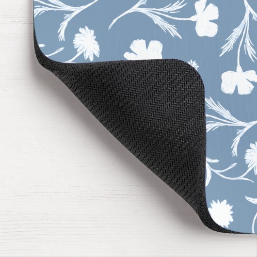 ブルーグレーホワイトリバティフローラルパタエレガントーン マウスパッド (コーナー)