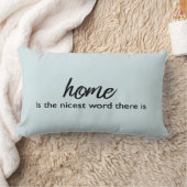 ブルーグレーホーム引用文グレイタイポグラフィ |枕 ランバークッション (ブランケット)