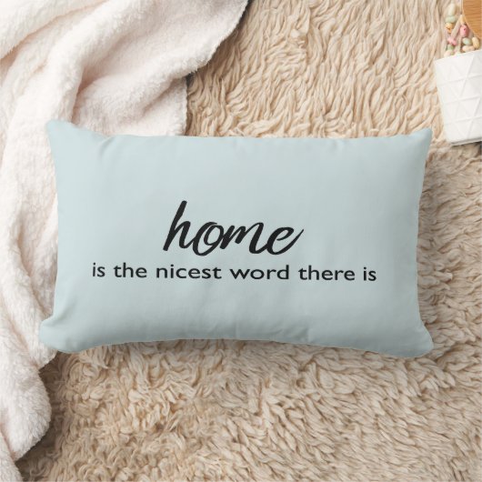 ブルーグレーホーム引用文グレイタイポグラフィ |枕 ランバークッション (ブランケット)