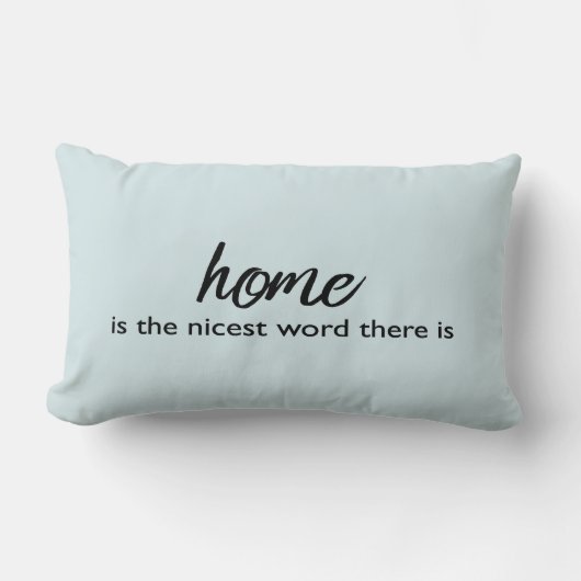 ブルーグレーホーム引用文グレイタイポグラフィ |枕 ランバークッション (正面)