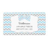 ブルーグレーボウタイベビーシャワー住所 シール (正面)