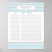 ブルーグレーボウタイ赤ちゃんシャワーギフトリスト ポスター (正面)