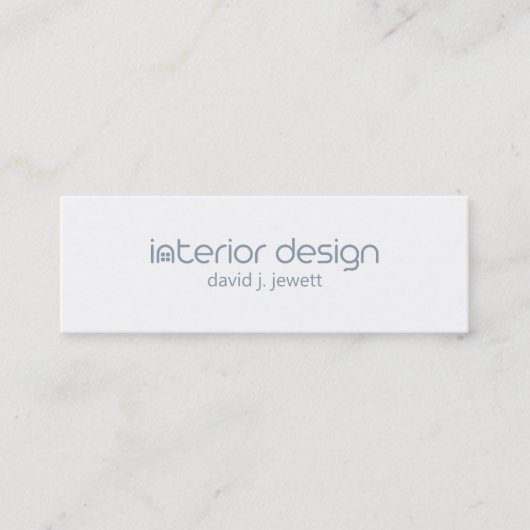 ブルーグレーミニマルインテリアデザインロゴ スキニー名刺 (正面)