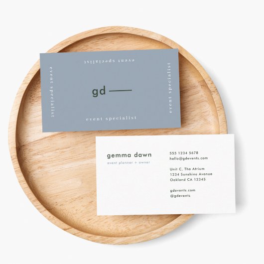 ブルーグレーミニマルモダンリストシンプルモノグラム 名刺