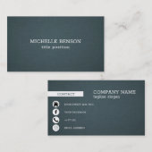 ブルーグレーリネンのテクスチャ 名刺 (正面/裏面)