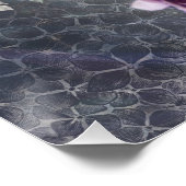 ブルーグレーヴィンテージフローラアジサイ花パターン ポスター (コーナー)