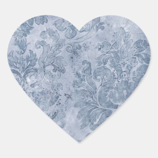 ブルーグレーヴィンテージ壁紙 ハートシール (正面)