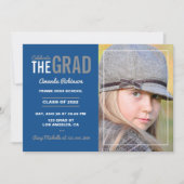 ブルーグレー卒業パーティー招待状 招待状 (正面)