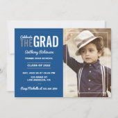 ブルーグレー卒業パーティー招待状 招待状 (正面)