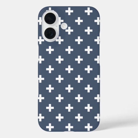 ブルーグレー地に白のポルカクロス Case-Mate iPhoneケース (裏面)