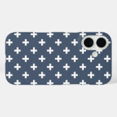 ブルーグレー地に白のポルカクロス Case-Mate iPhoneケース (裏面 (横))