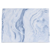 ブルーグレー大理石の渦巻き ラージペーパーバッグ (正面)