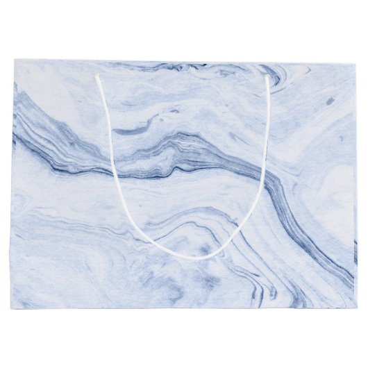 ブルーグレー大理石の渦巻き ラージペーパーバッグ (裏面)