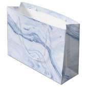 ブルーグレー大理石の渦巻き ラージペーパーバッグ (裏面アングル)