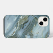 ブルーグレー大理石模様 iPhone/Android iPhoneケース (裏面横)