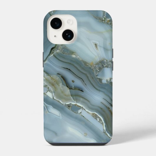 ブルーグレー大理石模様 iPhone/Android iPhoneケース (裏面)