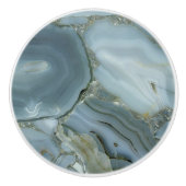 ブルーグレー大理石金ゴールド脈 セラミックノブ (正面)