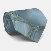 ブルーグレー大理石金ゴールド脈 ネクタイ (ロール)