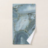 ブルーグレー大理石金ゴールド脈 バスタオルセット (ハンドタオル)