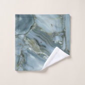 ブルーグレー大理石金ゴールド脈 バスタオルセット (ウォッシュタオル)