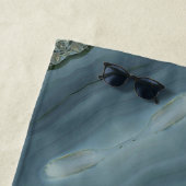 ブルーグレー大理石金ゴールド脈 ビーチタオル (インサイチュ)