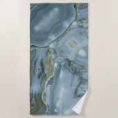 ブルーグレー大理石金ゴールド脈 ビーチタオル (正面)