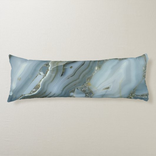 ブルーグレー大理石金ゴールド脈 ボディピロー (正面)