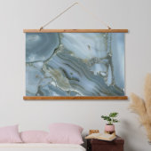 ブルーグレー大理石金ゴールド脈 吊り下げ型タペストリー (寝室)