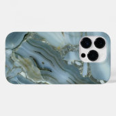 ブルーグレー大理石+ゴールドベイン Case-Mate iPhoneケース (裏面 (横))