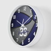 ブルーグレー女子バスケットボールパーソナライズされた 壁時計 (傾斜)
