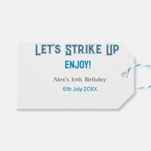 ブルーグレー幸せ10歳の誕生日の名前を消そう ギフトタグ (正面(横))