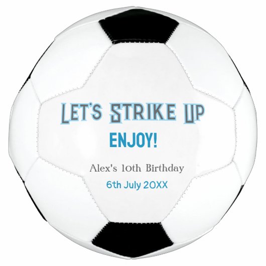 ブルーグレー幸せ10歳の誕生日の名前を消そう サッカーボール (正面)