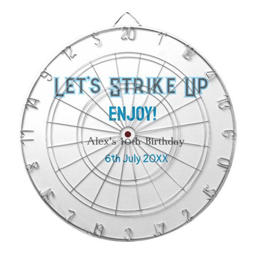 ブルーグレー幸せ10歳の誕生日の名前を消そう ダーツボード (正面)