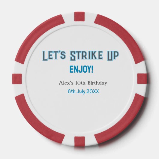 ブルーグレー幸せ10歳の誕生日の名前を消そう ポーカーチップ (正面)