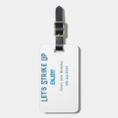 ブルーグレー幸せ10歳の誕生日の名前を消そう ラゲッジタグ (正面縦)