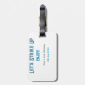 ブルーグレー幸せ10歳の誕生日の名前を消そう ラゲッジタグ (裏面縦)