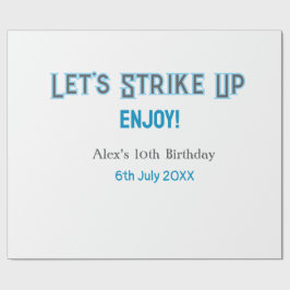 ブルーグレー幸せ10歳の誕生日の名前を消そう ラッピングペーパー