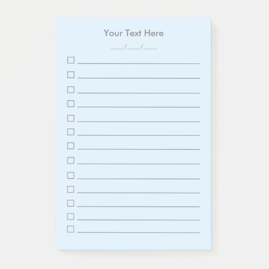 ブルーグレー日付付きリストPost-It®ノート ポストイット (正面)