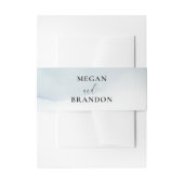 ブルーグレー水彩洗パーソナライズされた浄結婚剤 招待状ベリーバンド (正面例)