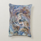 ブルーグレー流体マーリングイラストレーション アクセントクッション (裏面(縦))