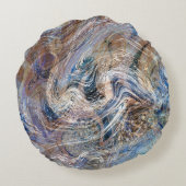 ブルーグレー流体マーリングイラストレーション ラウンドクッション (裏面)