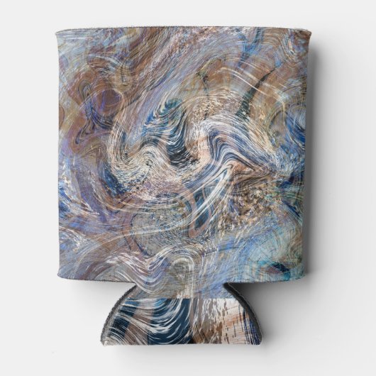 ブルーグレー流体マーリングイラストレーション 缶クーラー (正面)