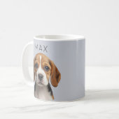 ブルーグレー犬写真入りマグカップ 名入れ コーヒーマグカップ (正面左)