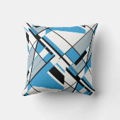 ブルーグレー白黒抽象芸術アートアンギュラデザイン クッション (裏面)